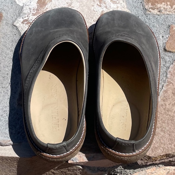 Haflinger Gray Leather Cork bottom Slip On Mules Women’s Size 7 37 Like New - Picture 6 of 13